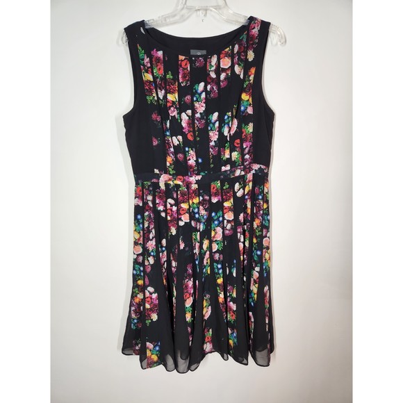adrianna papell Black Floral Fit And Flare dress Size 12 - Picture 2 of 7
